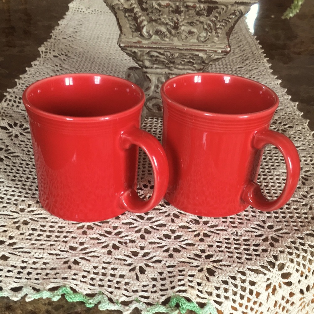 Set of 2 Fiesta Dinnerware Java Coffee Mugs Scarlet Red 12-Oz